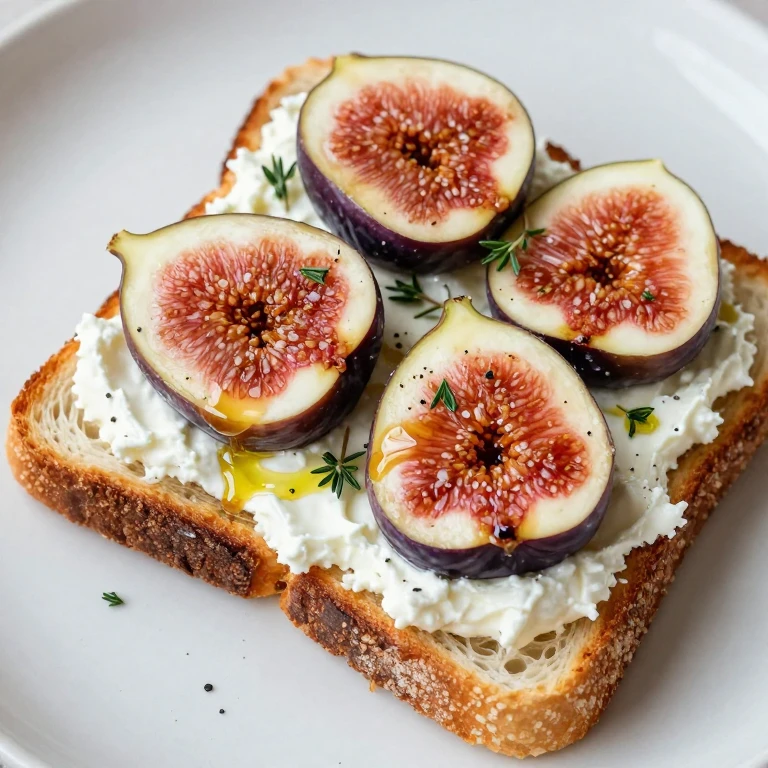 ricotta toast with fresh figs, honey, thyme, and olive oil
