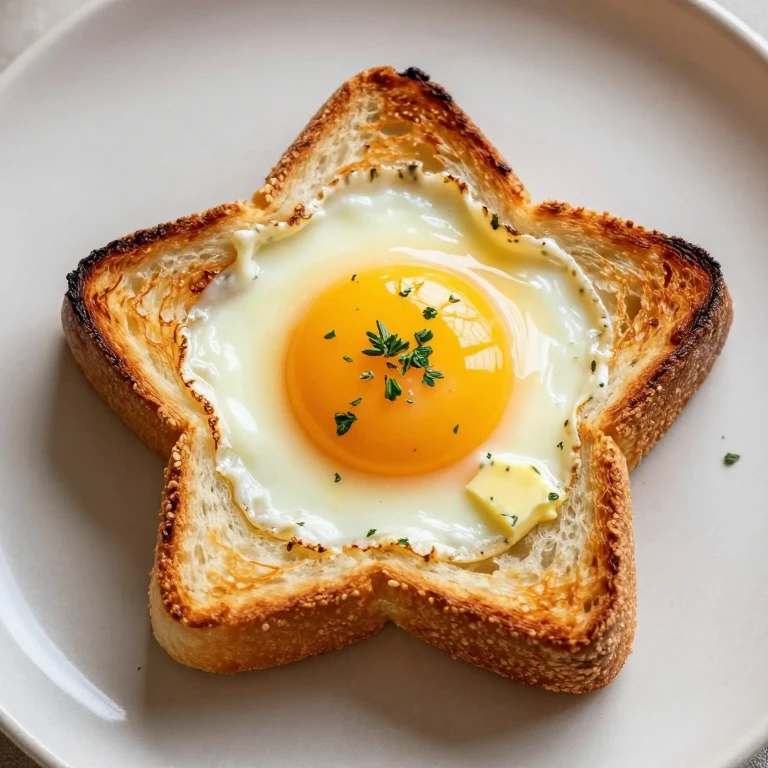 Star-shaped egg-in-a-hole with herb butter on toasted bread
