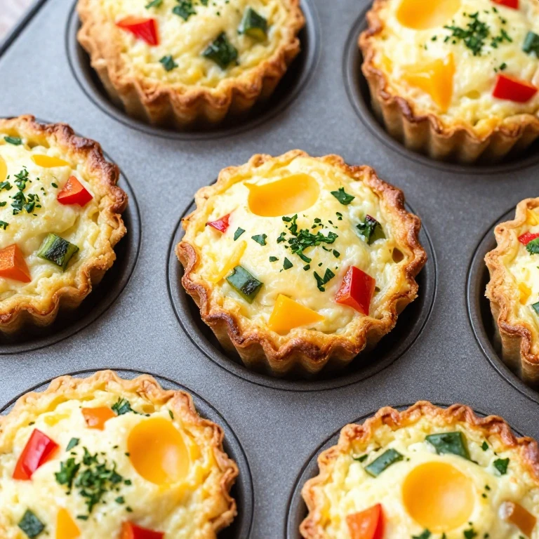 Golden baked egg muffins with bell pepper, cheese, and fresh herbs