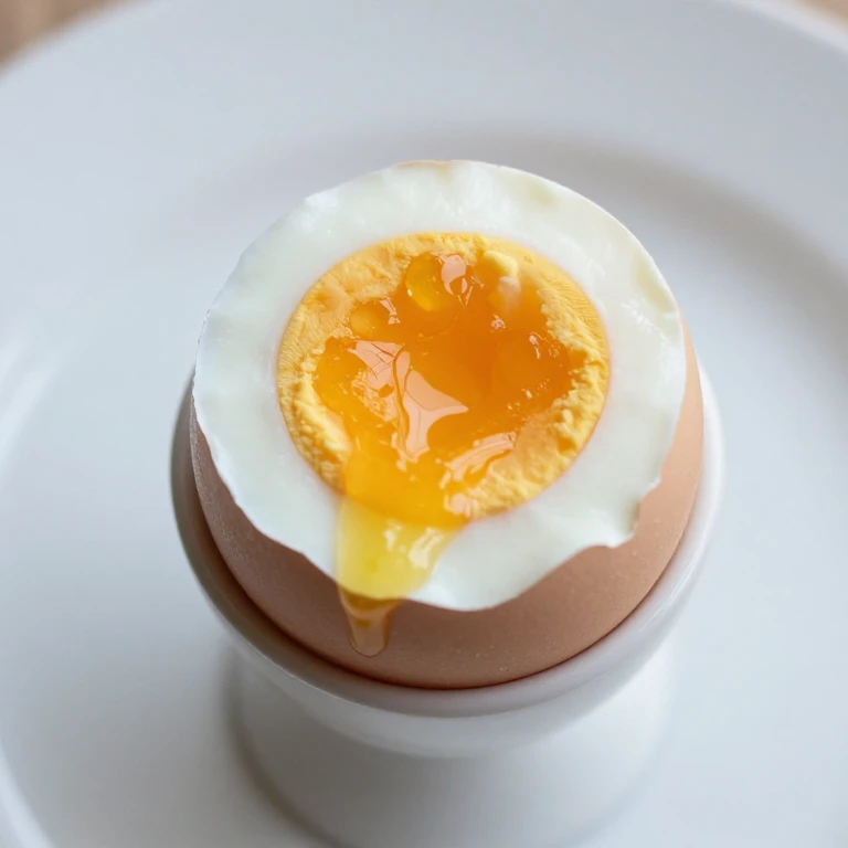 Soft-boiled egg with creamy jammy golden yolk center halved