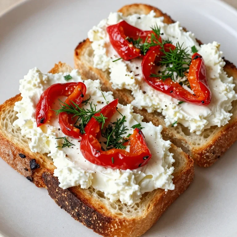 sourdough sandwich with whipped feta and roasted red peppers